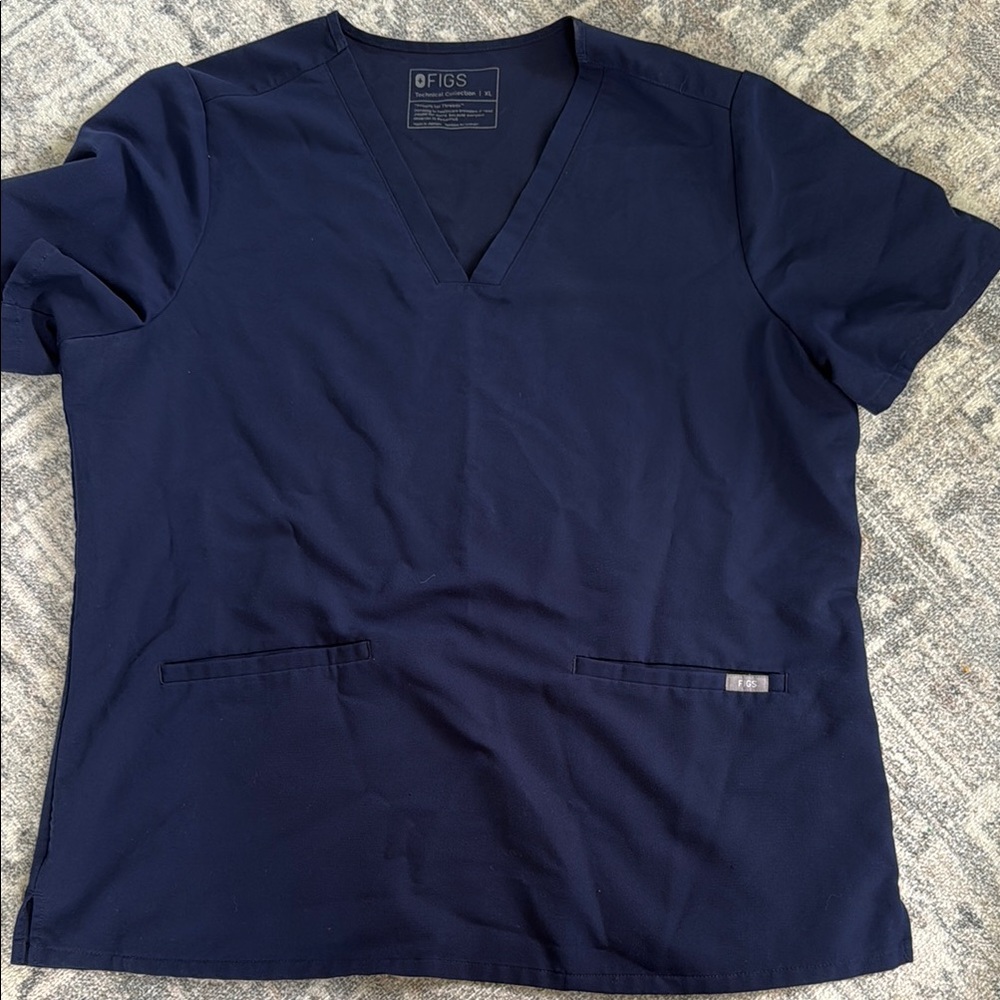 Figs Navy Blue Scrub Top